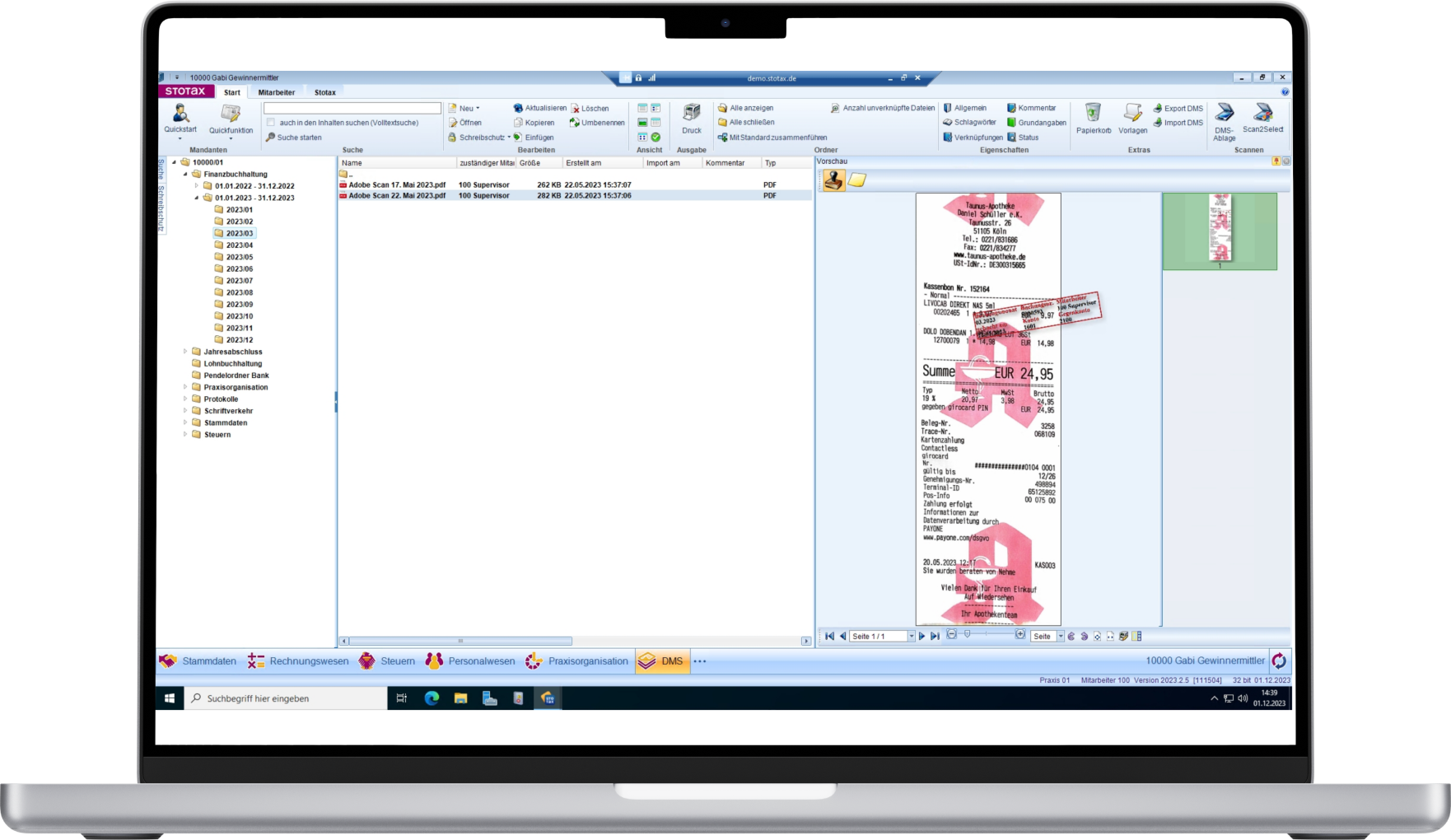 Screenshot: Buchhaltung automatisieren mit Stotax Kontor