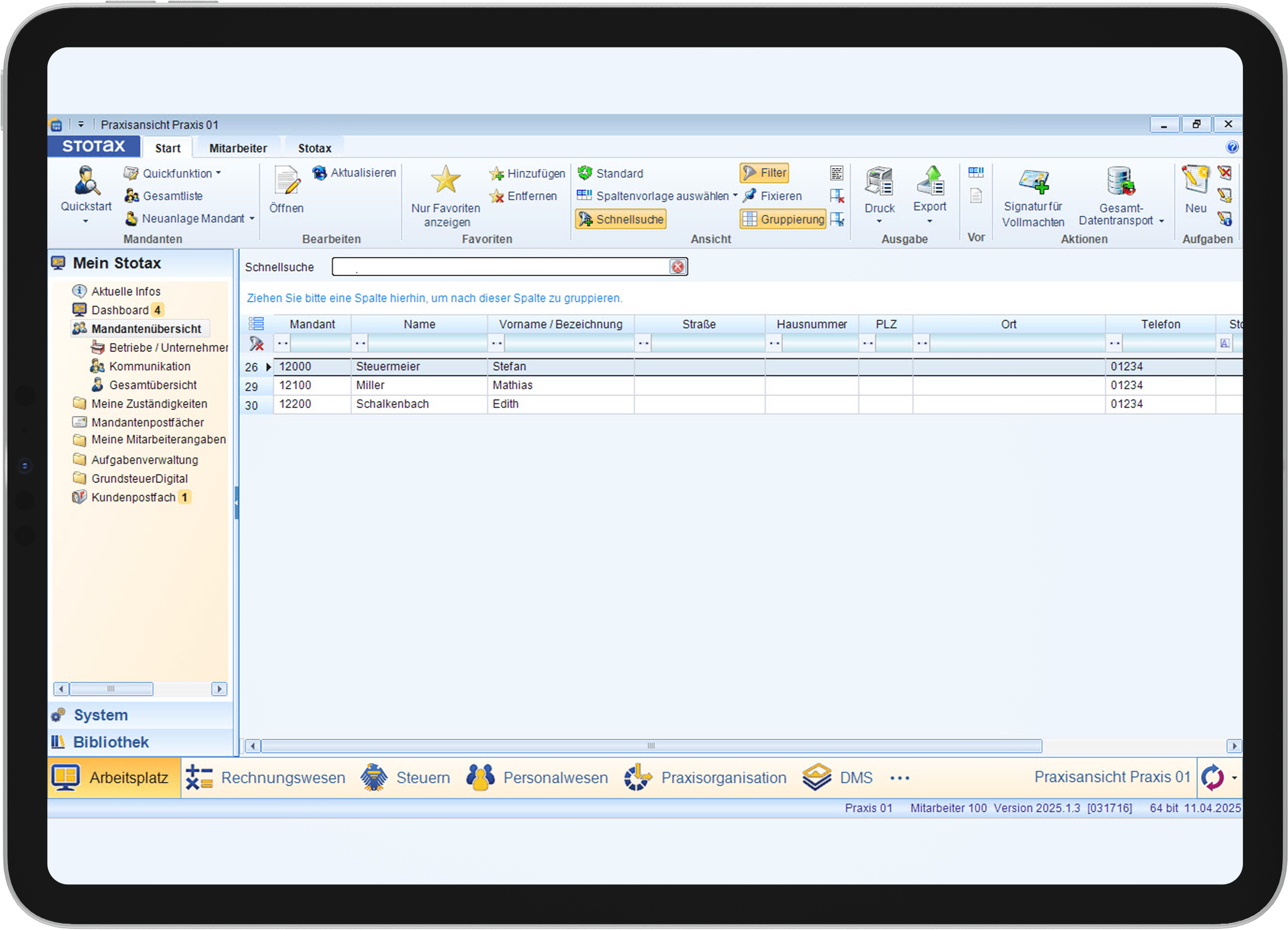 Screenshot: Mandanten verwalten