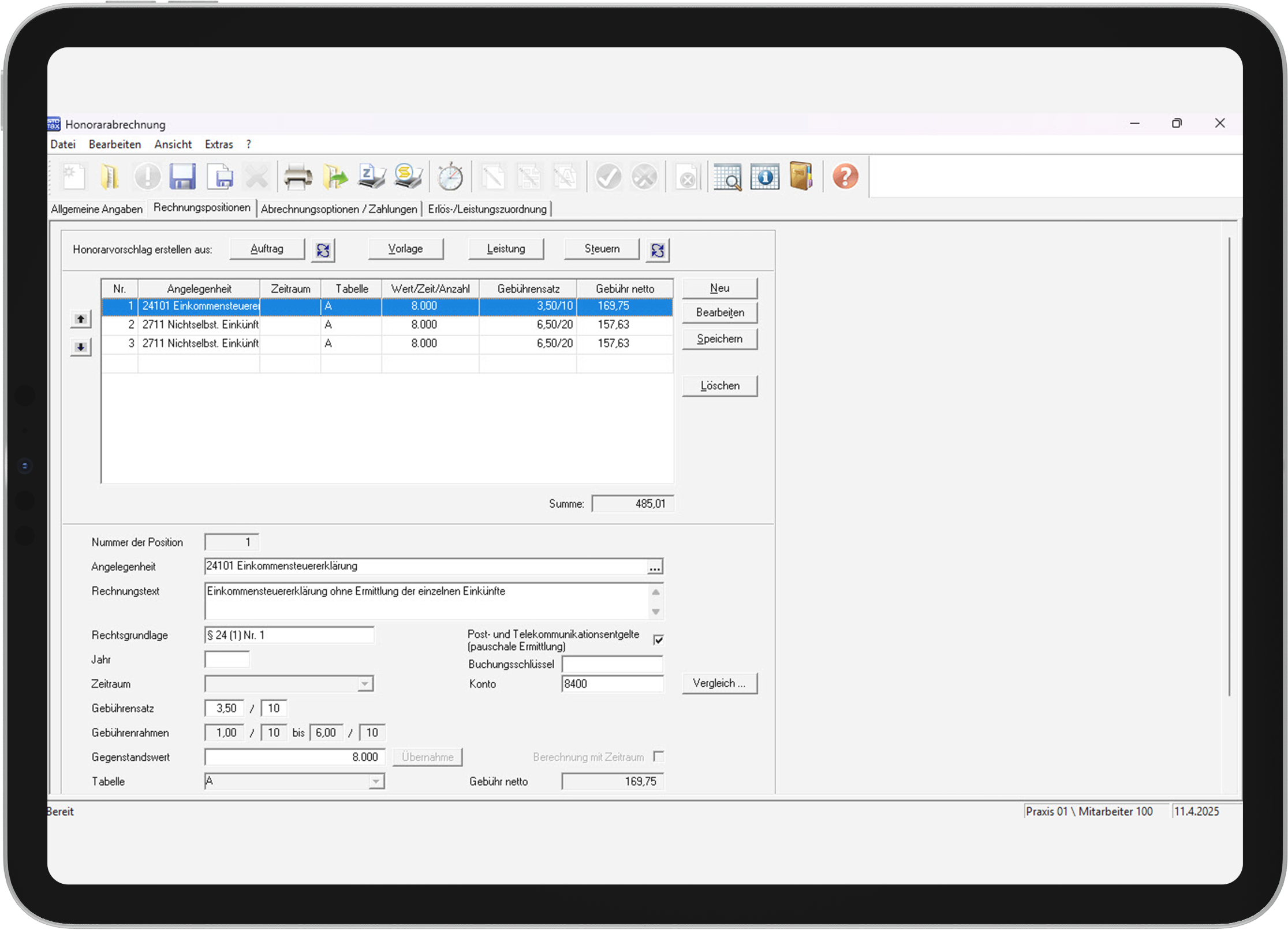 Screenshot: Vollumfängliche Lohnsteuer-Tools