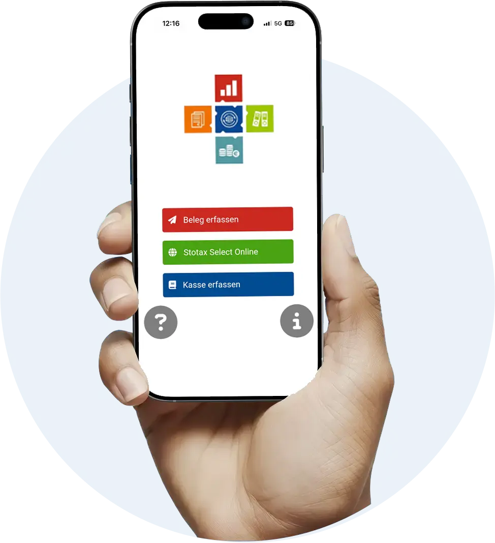 Foto eines iPhones mit der Stotax2Go Web-App
